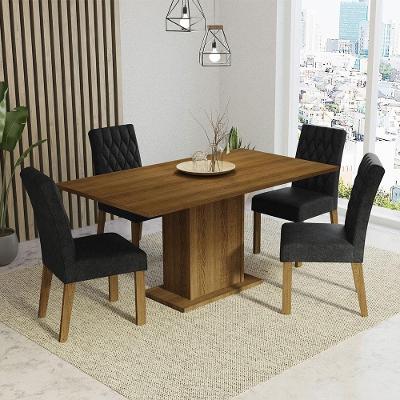 Mesa Tampo Madeira 4 Cadeiras Rustic-oxford Cindy