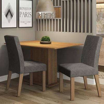 Mesa Tampo Madeira 2 Cadeiras Rustic-silver Manu