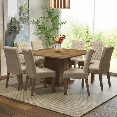 Mesa de Jantar Tampo Madeira 8 Cadeiras Rustic-imperial