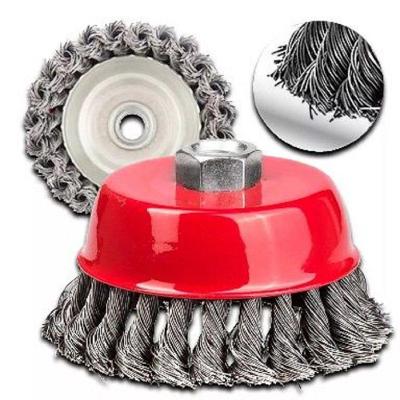 Escova Circular Polida 4" (rosca M14) Ondulada Curva