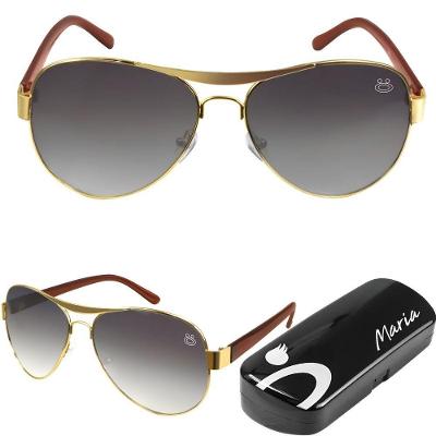 Oculos Sol Masculino Aviador Banhado Ouro Aço Inox + Case Qualidade Premium Casual Original Presente
