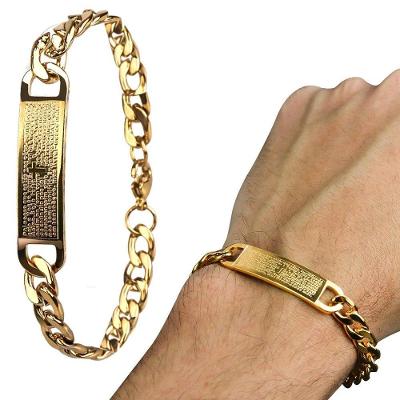 Pulseira Dourada Ouro Pai Nosso Estilosa Presente Social Original Casual Ajustavel Moda Masculina