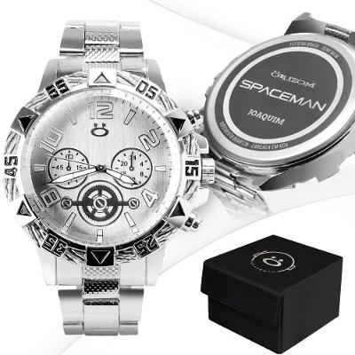 Relogio Caixa Aço Inox Personalizado Prata Masculino Casual Presente Social Analogico Original