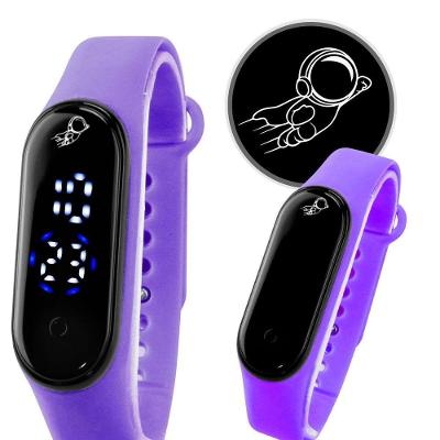 Relogio Digital Prova Dagua Bracelete + Ajustavel Infantil Original Data Lilas Silicone Criança Roxo