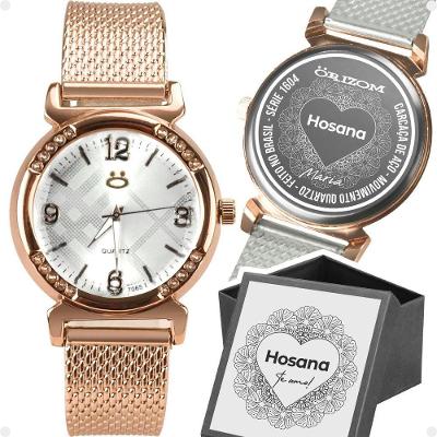 Relogio Feminino Banhado Inox Silicone Aço Caixa Rose Casual Moda Inoxidável Social Personalize