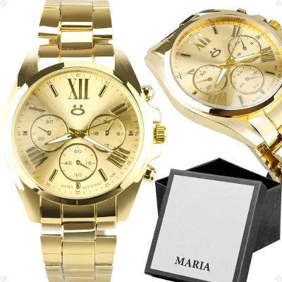 Relogio Feminino Aço Inoxidavel Banhado Dourado + Caixa Presente Edição Limitada Social Casual Moda