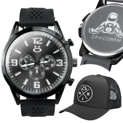 Relogio Masculino Silicone Ajustavel Analogico + Bone Trucker Presente Redinha Qualidade