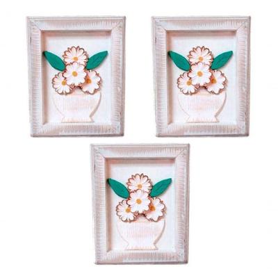 Kit Quadros Para Sala Quarto Casal Cozinha Moldura Madeira Cor Branco Cor Da Armação Branco