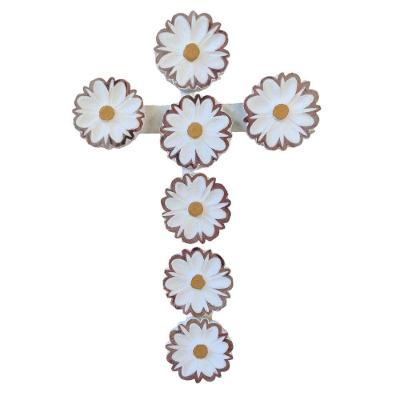 Crucifixo Adornado Em Flores 3d Madeira Maciça Artesanal.