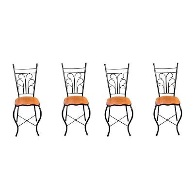 Cadeira De Jantar Para Mesa De Chá Conjunto Com 4 Estilo Industrial Rustica Ferro E Madeira Artesanal