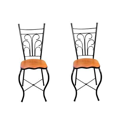 Cadeira De Jantar Para Mesa De Chá Conjunto Com 2 Estilo Industrial Rustica Ferro E Madeira Artesanal