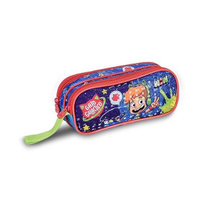 Estojo Duplo Gato Galáctico Azul - Clio Gg24119f 9x6x21 Cm