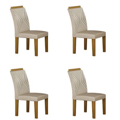 Kit 04 Cadeiras Sala De Jantar Clara Mdf Moveis Leifer Freijó,joli Palha