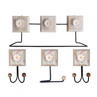 Kit Banheiro Com 2 Toalheiros Duplos + Porta Papel Higiênico + Toalheiro Rustico Artesanal Cor Branco