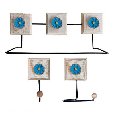 Kit Banheiro 3 Peças Toalheiro Cabideiro Porta Papel Papel Cor Azul