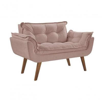 Poltrona Namoradeira Opalla Pé Palito D Salla 2 Lugares Suede Cappuccino