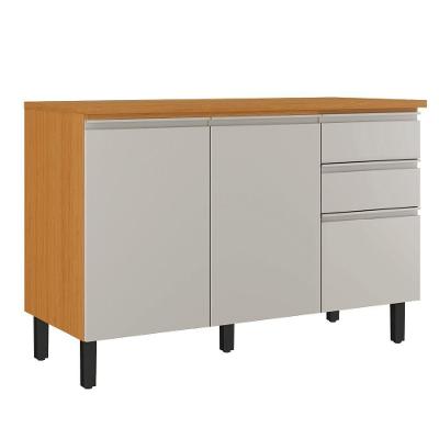 Balcão De Cozinha Triplo Com Tampo 3 Portas 2 Gavetas 1,20m Cinamomo-off White Namur Itatiaia Cinamo-off