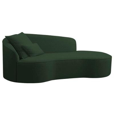 Divã Recamier Curvo Sala De Estar Inglaterra 150cm Lado Esquerdo Linho Verde