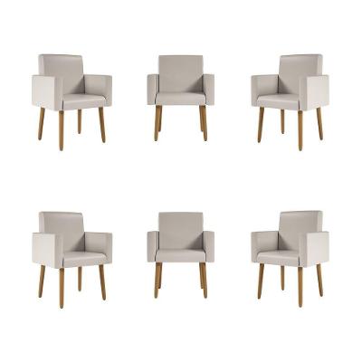 Kit 6 Poltronas Nina Decorativa Recepção Sala Oferta Courino Cor:courino Bege