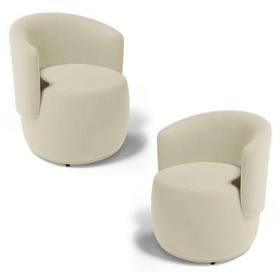 Kit 02 Poltronas Decorativas Aisha Orgânica Suede Bege Claro - Desk Design