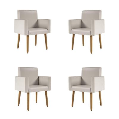 Kit 4 Poltronas Nina Decorativa Recepção Sala Oferta Courino Cor:courino Bege