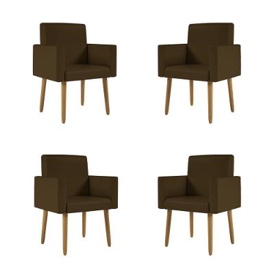 Kit 4 Poltronas Nina Decorativa Recepção Sala Oferta Courino Cor:courino Marrom