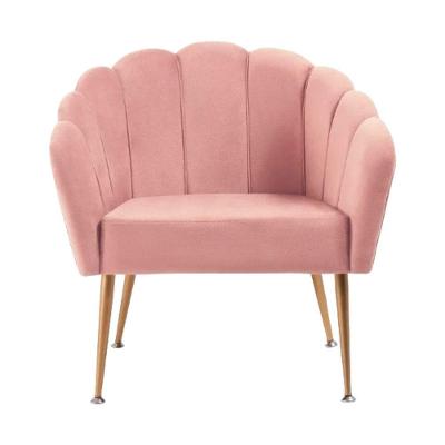 Poltrona Pétala Slim Base Aço Dourado Veludo Rosa