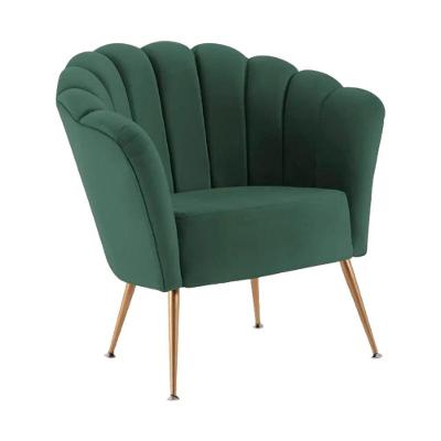 Poltrona Pétala Base Aço Dourado Veludo Verde