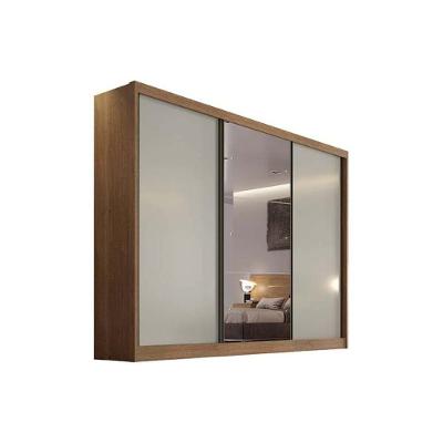 Guarda Roupa Casal 3 Portas de Correr e 4 Gavetas c/ 1 Espelho Diamond/Toulon Plus Freijo Cumaru c/ Fendi - Novo Horizonte