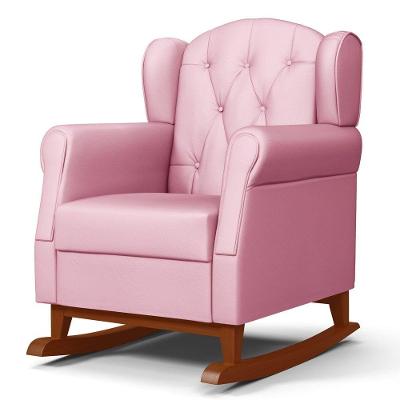 Poltrona De Amamentação Base Madeira Balanço Letícia Sintético Rosa