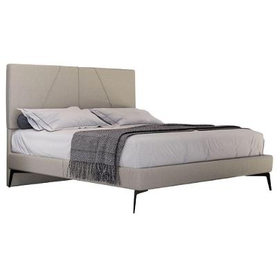 Cama Casal Com Cabeceira 145cm Pés Metálicos Elisa S05 Linho Bege