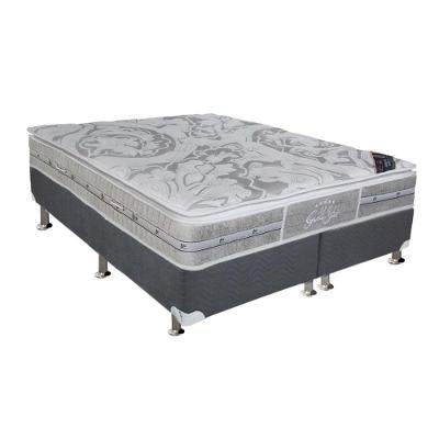 Cama Box King: Colchão Molas Ensacadas Castor Pocket Super Luxo Látex Slx + Base Gray(193X203)