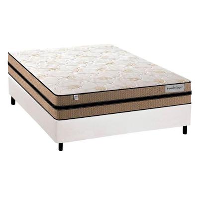 Cama Box Casal: Colchão Molas MasterPocket Ensacadas Plumatex   Smart Milano + Base CRC Courano Branco(138x188)