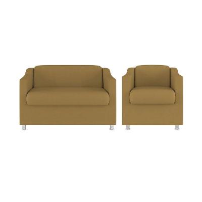 Kit 01 Poltrona Decorativa Tilla + Namoradeira Sala Espera Cor:capuccino