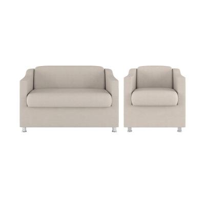 Kit 02 Poltronas Reforçada Clinica + Namoradeira Suede Tilla Cor:bege