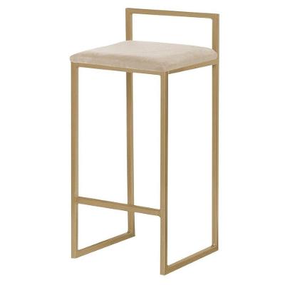 Banqueta Decorativa Selena Base Gold Veludo Bege Gran Belo