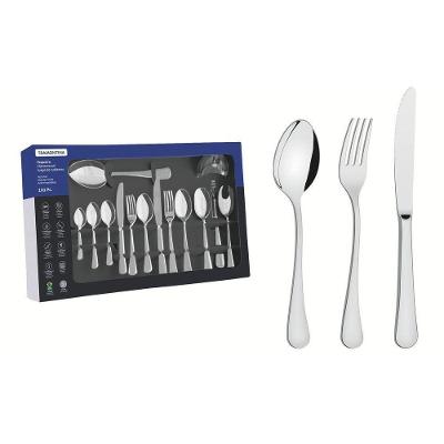 Faqueiro Zurique Em Aço Inox Com Facas De Mesa Acabamento Alto Brilho 101 Peças