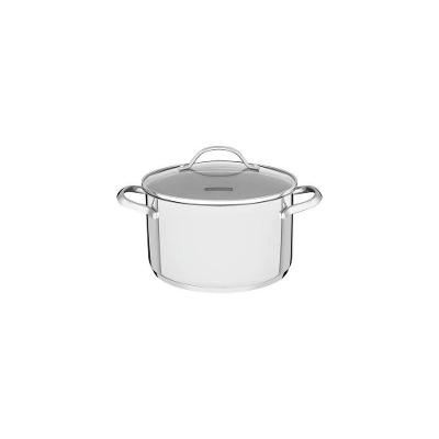 Caçarola Funda Tramontina Una Em Aço Inox Com Fundo Triplo E Tampa De Vidro 24 Cm 6,1 L Tramontina