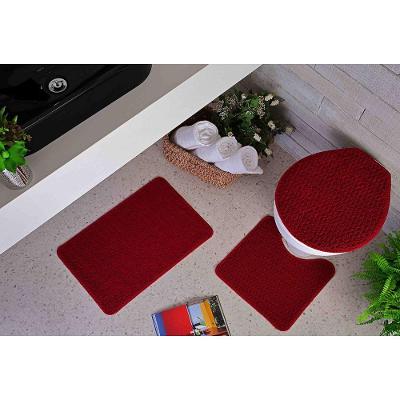 Kit Tapete 3 Peças Vermelho Relevo 