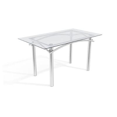 Mesa Elba Cromada Com Tampo De Vidro Incolor 1,40m