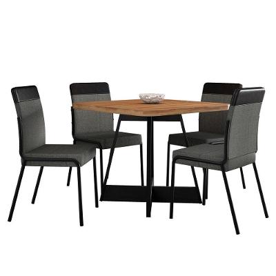 Conjunto Sala De Jantar Seul 4 Cadeiras Carraro Grafite/preto/nogal