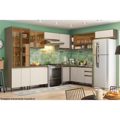 Kit De Cozinha Modulada 12pçs 1 5 Armários 3 Balcões 1 Paneleiro 3 Complementos C12P01 Duna/Cristal