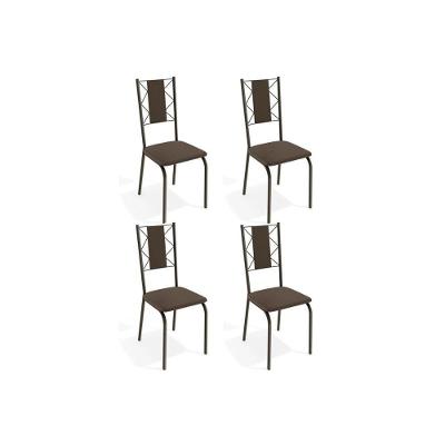 Kit 4 Cadeiras de Cozinha Lisboa 4C076  4 Un Bronze/Courano Marrom - Kappesberg