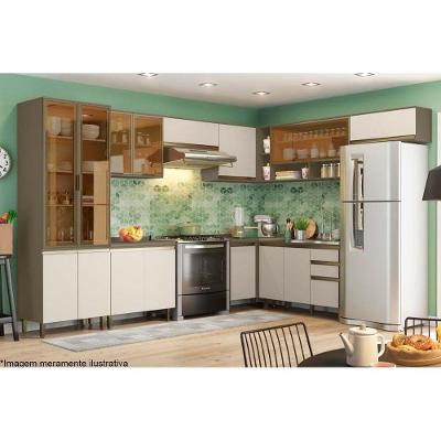 Kit De Cozinha Modulada 12pçs 1 5 Armários 3 Balcões 1 Paneleiro 3 Complementos C12P02 Duna/Cristal