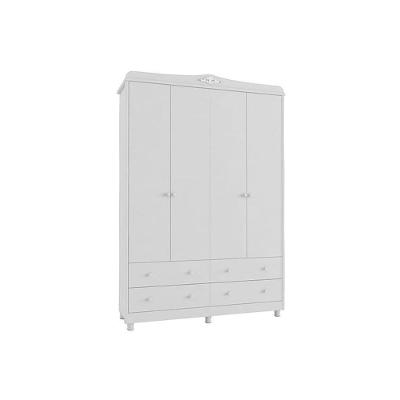 Guarda Roupa Infantil Elô C/ 4 Portas E 4 Gavetas Branco - Peroba