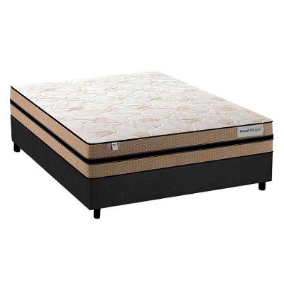 Cama Box Casal: Colchão Molas Ensacadas Plumatex MasterPocket Smart Milano + Base CRC Suede Gray(138x188)