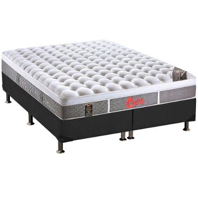 Cama Box King: Colchão Molas Pocket Ensacadas Oxygen New Plush + Base Crc Suede Cinza(193x203)