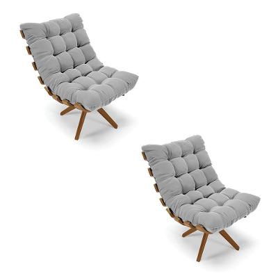 Kit 02 Poltronas Giratória Costela Suede Cinza