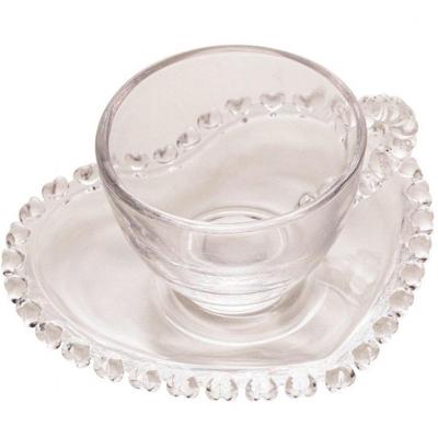 Xícara de Café com Pires Cristal Coração 80 Ml