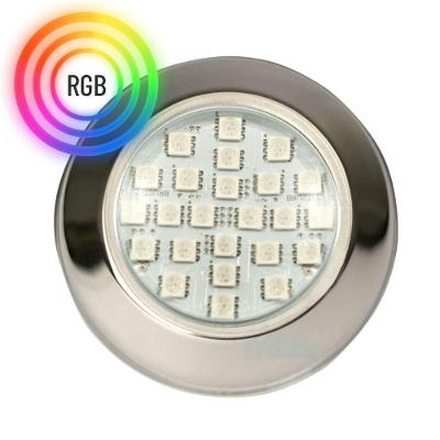 Refletor Power Led 5W Rgb Em Inox Iluminação Para Piscina Luz Multicolorida - Brustec